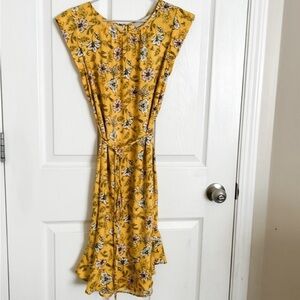 Yellow Floral Dress | Loft | Small